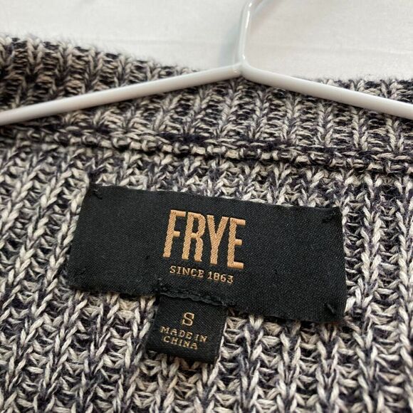 FRYE Women's Gray Ragg Slouchy Crew Neck Sweater Size S Neutral Elevated Basics - Picture 2 of 10
